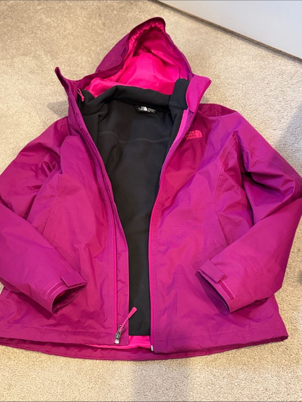 Sz M Womens The North Face Dryvent Magenta Hooded Rain Shell Jacket